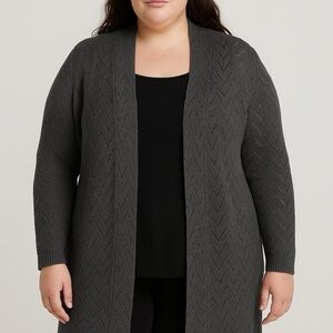 Leo & Nicole Women’s Gray Open Knit Cardigan Sweater XXL